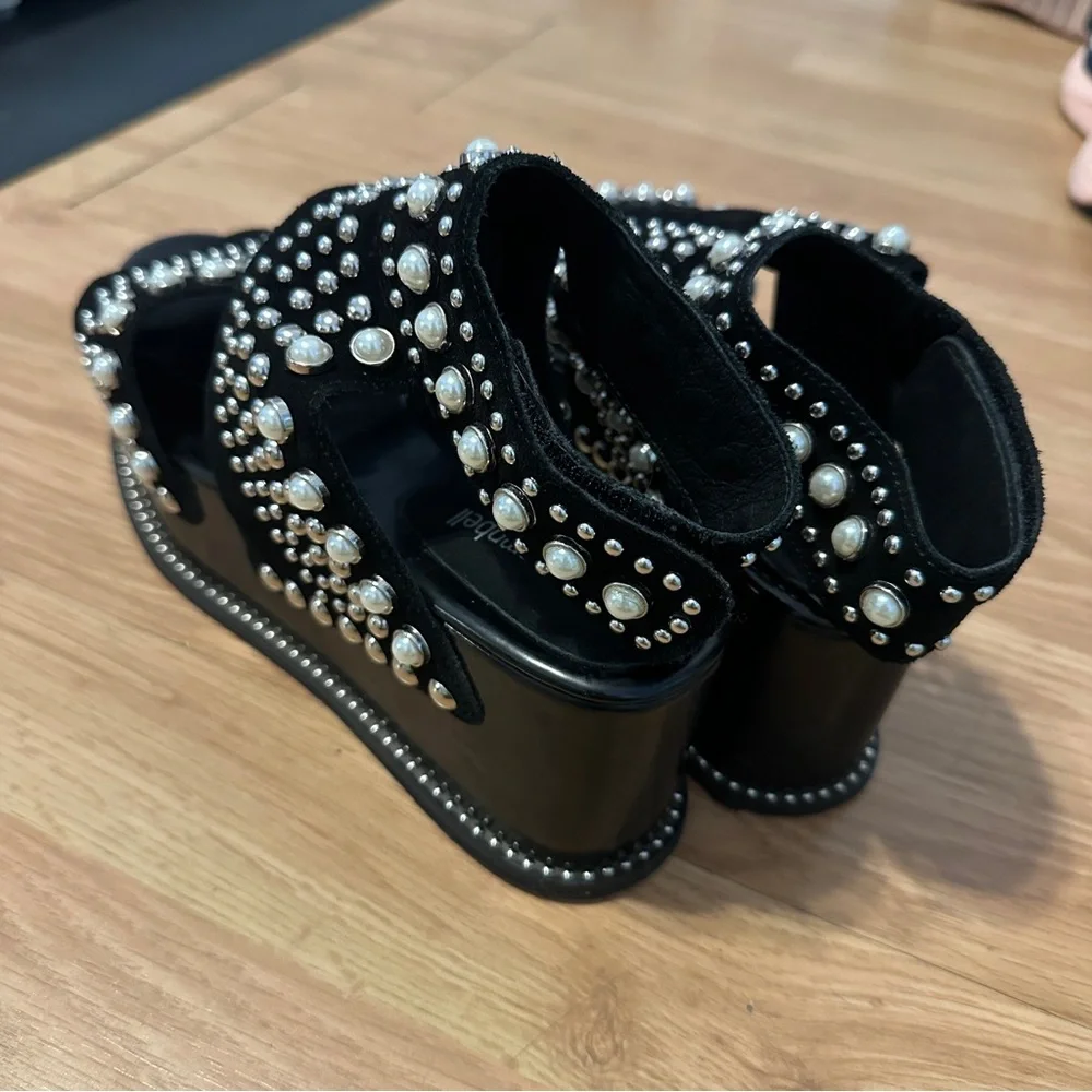 Jeffrey Campbell Palmira Embellished Platform Sandal In Black Combo Size 8